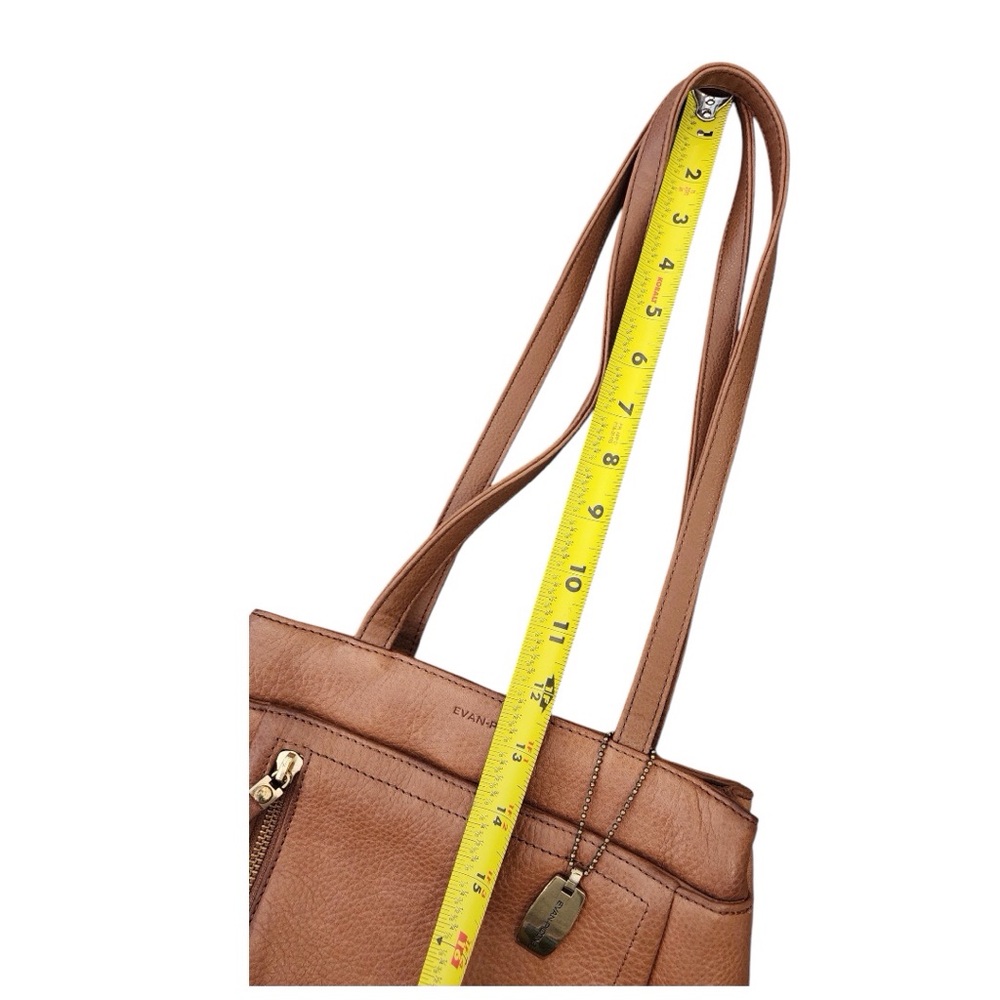 EVAN PICONE Vintage Brown Leather Handbag Purse - Ladies Camel Clr Shoulder Bag - Picture 11 of 16